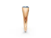 Tension Engagement Ring Setting for Fancy Blue Cushion Cut Center with Wide Tapered Band and Tension Head in Rose Gold