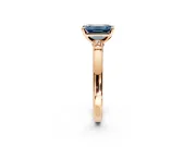 Solitaire Engagement Ring Setting for Fancy Blue Emerald Cut Center with Beaded Shoulders and Prong Head in Rose Gold