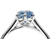 Solitaire Engagement Ring Setting for Fancy Blue Cushion Cut Center with Cathedral Band and Prong Head in White Gold