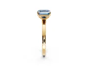 Solitaire Engagement Ring Setting for Fancy Blue Asscher Cut Center with Thin Rounded Plain Band and Prong Head in Yellow Gold