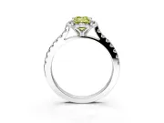 Floral Engagement Ring Setting for Fancy Yellow Emerald Cut Center with Pave Band and Floral Prong Head in White Gold