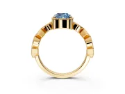 Milgrain Bezel Engagement Ring Setting for Fancy Blue Cushion Cut Center with Marquise Stations and Bezel Head in Yellow Gold