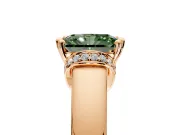Solitaire Engagement Ring Setting for Fancy Green Radiant Cut Center with Wide Band, Pave Collar and Prong Head in Rose Gold