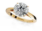 Solitaire Engagement Ring Setting for Round Cut Center with Open Cathedral Shoulders and Prong Head in Yellow Gold