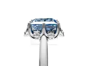 Floral Frame Engagement Ring Setting for Fancy Blue Princess Cut Center with Accent Clusters and Prong Head in White Gold