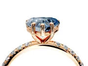 Solitaire Engagement Ring Setting for Fancy Blue Heart-Shaped Center with Micro Pave Band and Prong Head in Rose Gold