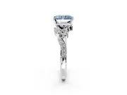 Solitaire Engagement Ring Setting for Fancy Blue Radiant Cut Center with Marquise Accent Twist Band and Prong Head in White Gold