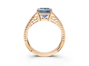 Split Shank Engagement Ring Setting for Fancy Blue Princess Cut Center with Pave Split Shank and Prong Head in Rose Gold