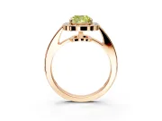 Bezel-Framed Halo Engagement Ring Setting for Fancy Yellow Cushion Cut Center with Pave Band and Prong Head in Rose Gold