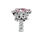 Halo Engagement Ring Setting for Fancy Pink Pear-Shaped Center with Openwork Halo, Pave Band and Prong Head in White Gold