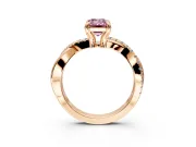 Solitaire Engagement Ring Setting for Fancy Pink Emerald Cut Center with Half-Pave Crossover Band and Prong Head in Rose Gold