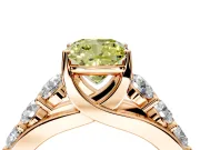 Solitaire Engagement Ring Setting for Fancy Yellow Cushion Cut Center with Graduated Shared Prongs and Prong Head in Rose Gold