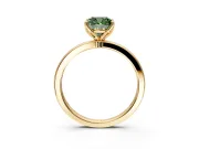 Solitaire Engagement Ring Setting for Fancy Green Cushion Cut Center with Thin Rounded Plain Band and Prong Head in Yellow Gold