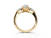 3 Stone Engagement Ring Setting for Pear-Shaped Center with Large Pear-Shaped Accents and Prong Head in Yellow Gold