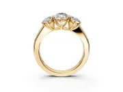 3 Stone Engagement Ring Setting for Marquise Center with Raised Basket Heads and Prong Head in Yellow Gold