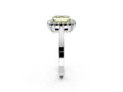 Starburst Halo Engagement Ring Setting for Fancy Yellow Asscher Cut Center with Flat Cathedral Band and Prong Head in White Gold