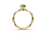 Solitaire Engagement Ring Setting for Fancy Green Pear-Shaped Center with Bamboo Band and Prong Head in Yellow Gold
