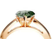 Solitaire Engagement Ring Setting for Fancy Green Heart-Shaped Center with Flat-Sided Plain Band and Prong Head in Rose Gold