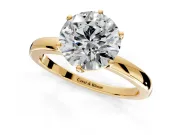 Solitaire Engagement Ring Setting for Round Cut Center with Plain Band and Tulip Prong Head in Yellow Gold