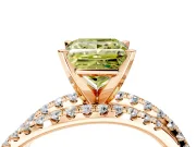 Solitaire Engagement Ring Setting for Fancy Yellow Princess Cut Center with Woven 3-Strand Pave Band and Prong Head in Rose Gold