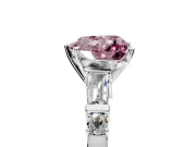Bar-Set Engagement Ring Setting for Fancy Pink Heart-Shaped Center with Tapered Baguette Accents and Prong Head in Sterling Silver