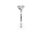 Solitaire Engagement Ring Setting for Pear-Shaped Center with Bezel Station Band and Prong Head in Platinum