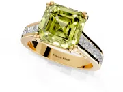 Solitaire Engagement Ring Setting for Fancy Yellow Asscher Cut Center with Channel Band and Double Claw Prong Head in Yellow Gold
