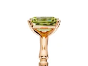 Solitaire Engagement Ring Setting for Fancy Yellow Emerald Cut Center with Bamboo Band and Prong Head in Rose Gold