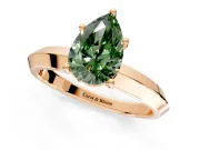 Solitaire Engagement Ring Setting for Fancy Green Pear-Shaped Center with Wide Knife Ridge Band and Prong Head in Rose Gold