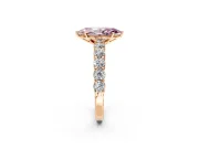 Shared-Prong Engagement Ring Setting for Fancy Pink Marquise Center with Graduated Accents and Prong Head in Rose Gold