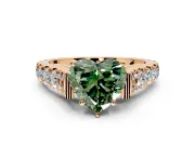 Solitaire Engagement Ring Setting for Fancy Green Heart-Shaped Center with Pave Cathedral Shoulders and Prong Head in Rose Gold