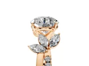 Floral Engagement Ring Setting for Round Cut Center with Trailing Marquise Accents and Prong Head in Rose Gold