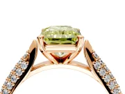 Solitaire Engagement Ring Setting for Fancy Yellow Radiant Cut Center with Multi-Row Accents and Prong Head in Rose Gold