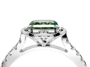Floral Engagement Ring Setting for Fancy Green Asscher Cut Center with Pave Band and Floral Prong Head in Sterling Silver