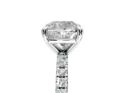 Solitaire Engagement Ring Setting for Cushion Cut Center with Fine Pave Narrow Band and Prong Head in Platinum