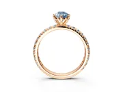 Solitaire Engagement Ring Setting for Fancy Blue Pear-Shaped Center with Shared-Prong Accents and Prong Head in Rose Gold