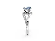 Solitaire Engagement Ring Setting for Fancy Blue Heart-Shaped Center with Pave Bypass Swirl Band and Prong Head in White Gold