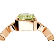 Milgrain Bezel Engagement Ring Setting for Fancy Yellow Radiant Cut Center with Marquise Stations and Bezel Head in Rose Gold
