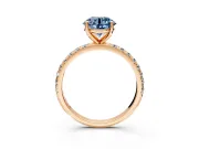 Solitaire Engagement Ring Setting for Fancy Blue Round Cut Center with Micro Pave Band and Prong Head in Rose Gold