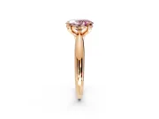 Solitaire Engagement Ring Setting for Fancy Pink Oval Center with Reverse Tapered Band and Prong Head in Rose Gold
