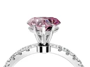 Open Basket Engagement Ring Setting for Fancy Pink Heart-Shaped Center with Pave Band and Prong Head in Sterling Silver