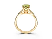 Solitaire Engagement Ring Setting for Fancy Yellow Round Cut Center with Pave Rail Split Shank and Prong Head in Yellow Gold