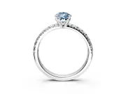 Solitaire Engagement Ring Setting for Fancy Blue Pear-Shaped Center with Large Accents and Prong Head in Sterling Silver