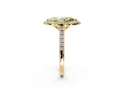 Halo Engagement Ring Setting for Fancy Yellow Marquise Center with Raised Halo, Pave Band and Prong Head in Yellow Gold