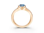 Bezel Engagement Ring Setting for Fancy Blue Cushion Cut Center with Wide Channel-Set Band and Bezel Head in Rose Gold