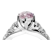 Solitaire Engagement Ring Setting for Fancy Pink Marquise Center with Graduated Shared Prongs and Prong Head in Platinum