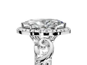Halo Engagement Ring Setting for Marquise Center with Open Scroll Shoulders and Prong Head in Sterling Silver