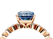 Solitaire Engagement Ring Setting for Fancy Blue Radiant Cut Center with Bezel-Dot Beaded Band and Prong Head in Rose Gold