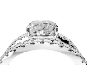 Solitaire Engagement Ring Setting for Cushion Cut Center with Wide-Open Split Shank and Prong Head in Sterling Silver