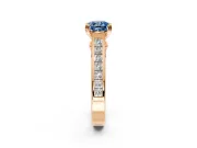 Solitaire Engagement Ring Setting for Fancy Blue Cushion Cut Center with Channel Band and Double Claw Prong Head in Rose Gold
